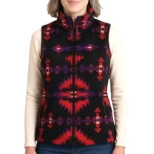 NEW! CHAPS Fleece Aztec Print Zip-Up Vest Large.
